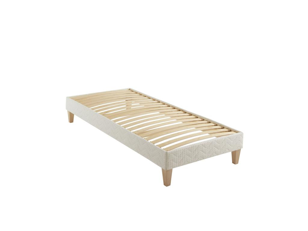 Natural ecru upholstered decorative bed base, Aube - Vertchez 100x200
