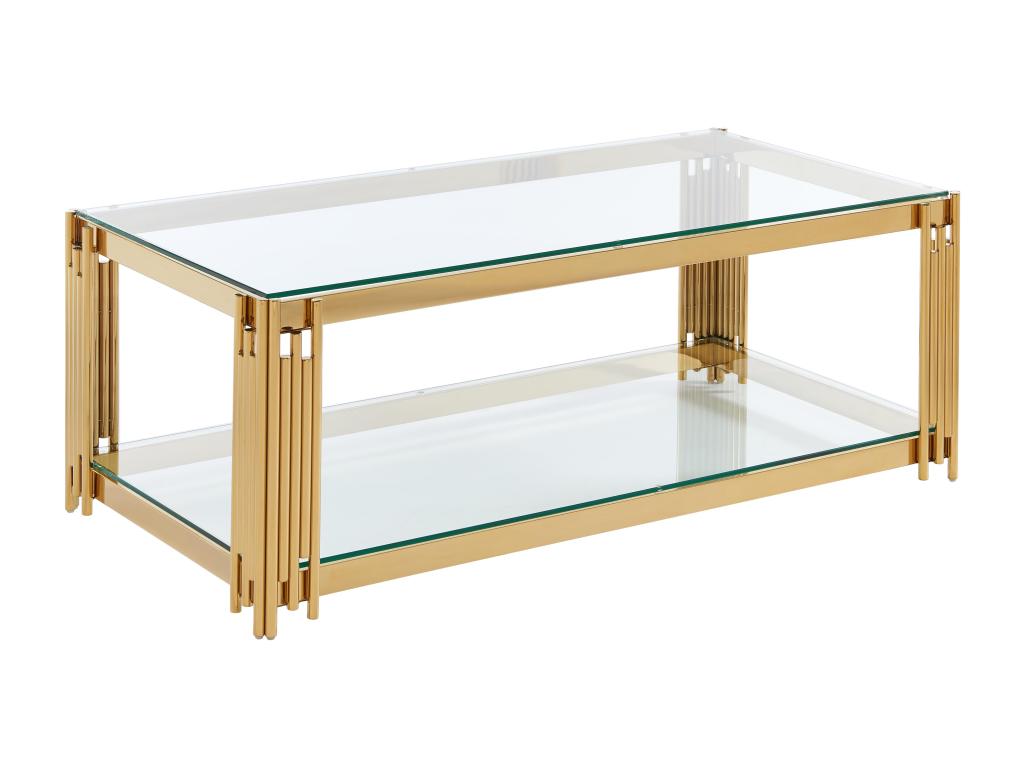 Coffee table in tempered glass and stainless steel - Gold - Meublita MORABITO