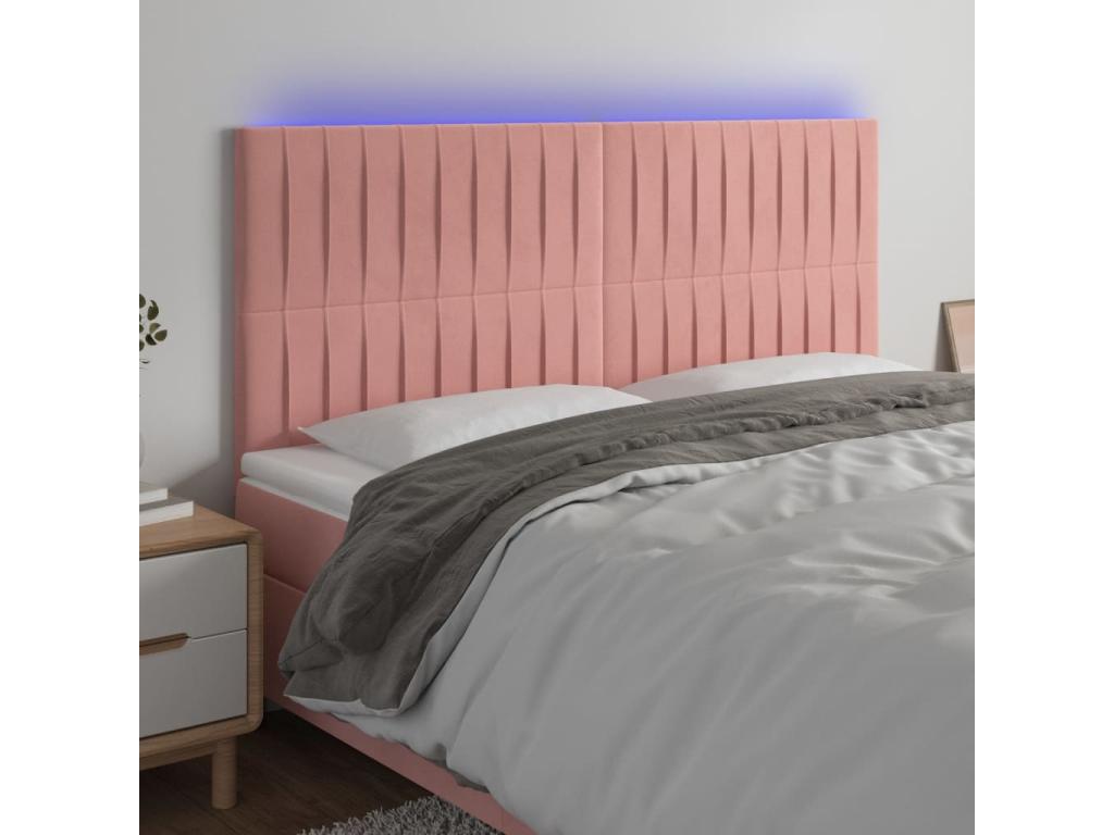 Pink LED Headboard 180x5x118/128 cm Velvet