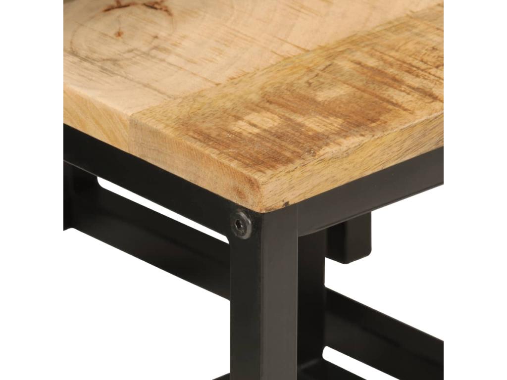 Nesting coffee tables, 3 pieces, solid mango wood and iron