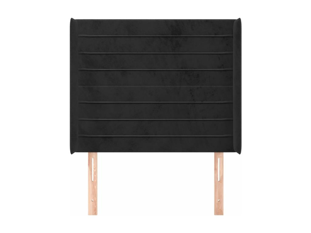 Headboard with wings, Black, 93x16x118/128 cm, Velvet