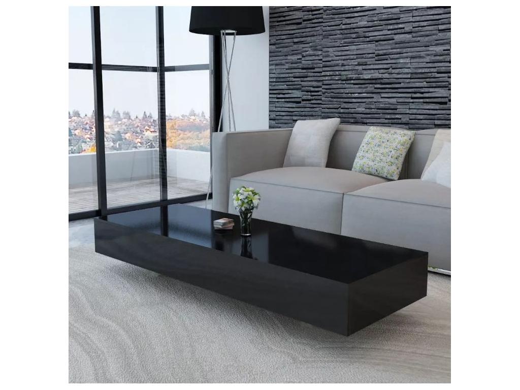 Meublita rectangular coffee table in glossy black wood