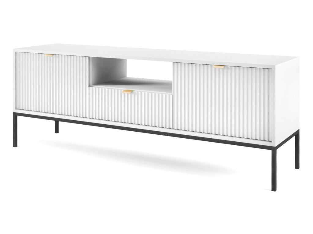 TV stand - 154 cm - white with black legs - Vertchez
