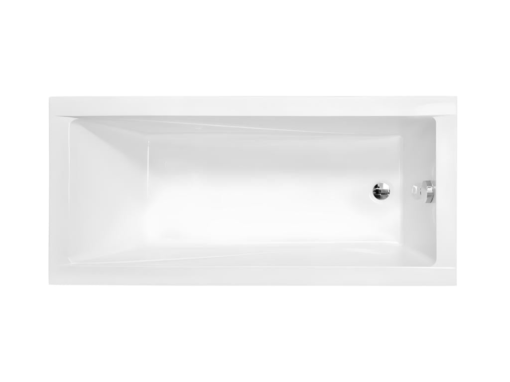 Rectangular white built-in bathtub with headrest - MODERN SLIM - 170x70 cm