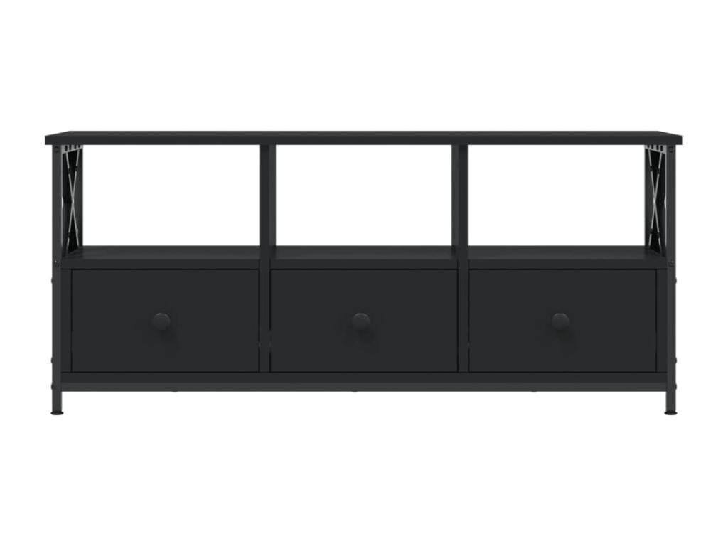 Black TV stand 102x33x45 cm engineered wood and iron