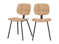 Set of 2 chairs in ash veneer wood with metal legs - Hoodie