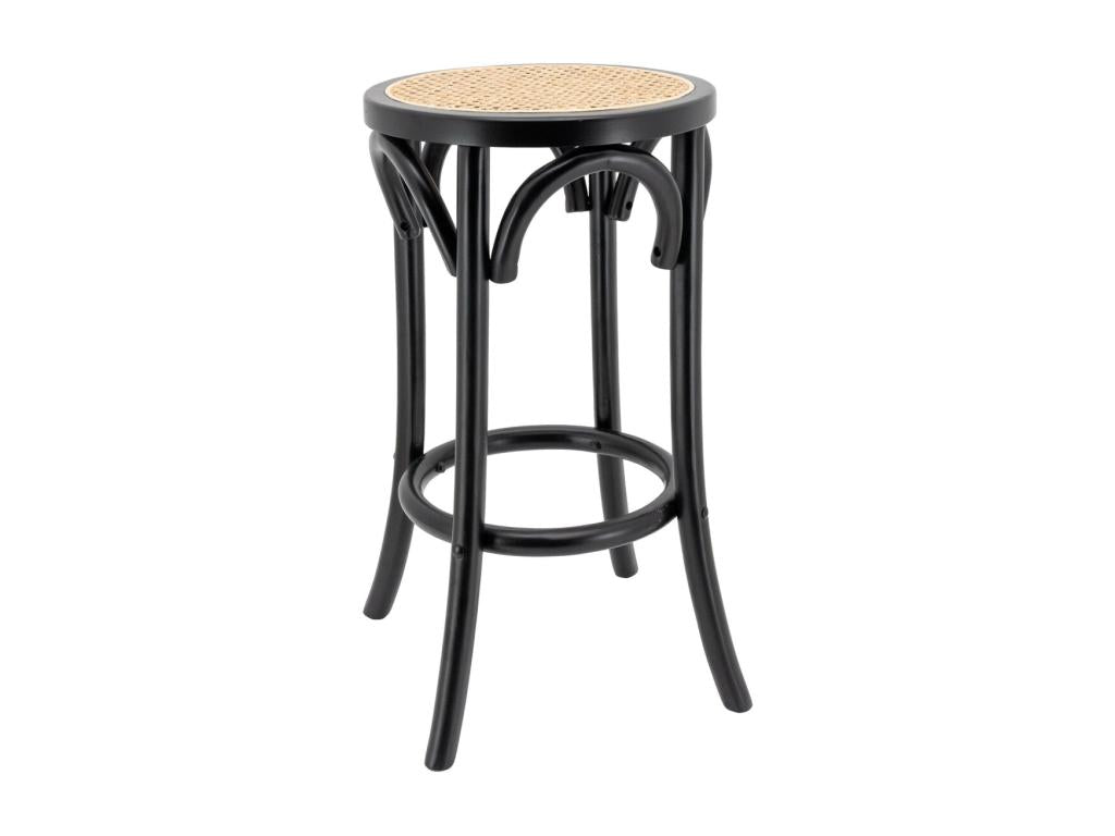 Birch stool with rattan caning