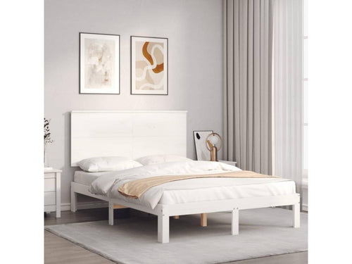 Bed frame with white headboard, 140x190 cm, solid wood