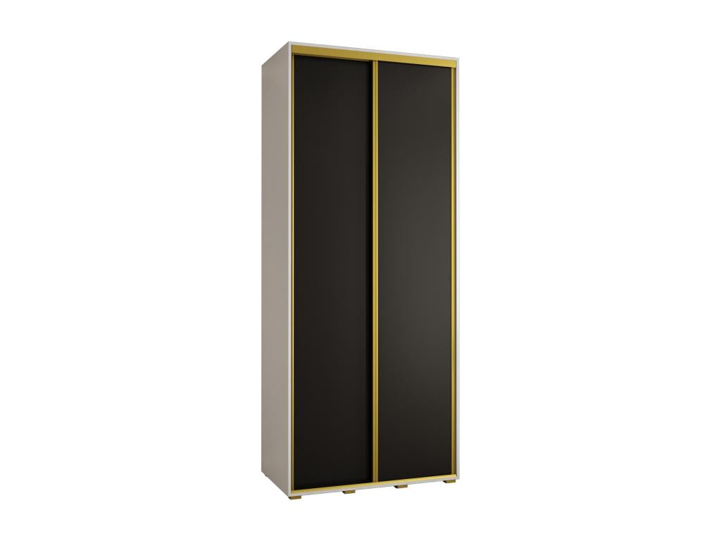 Vertchez 1 Sliding Door Wardrobe 235.2/120/45 2 Doors White/Black/Gold