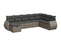 8-piece garden furniture set with grey resin wicker cushions