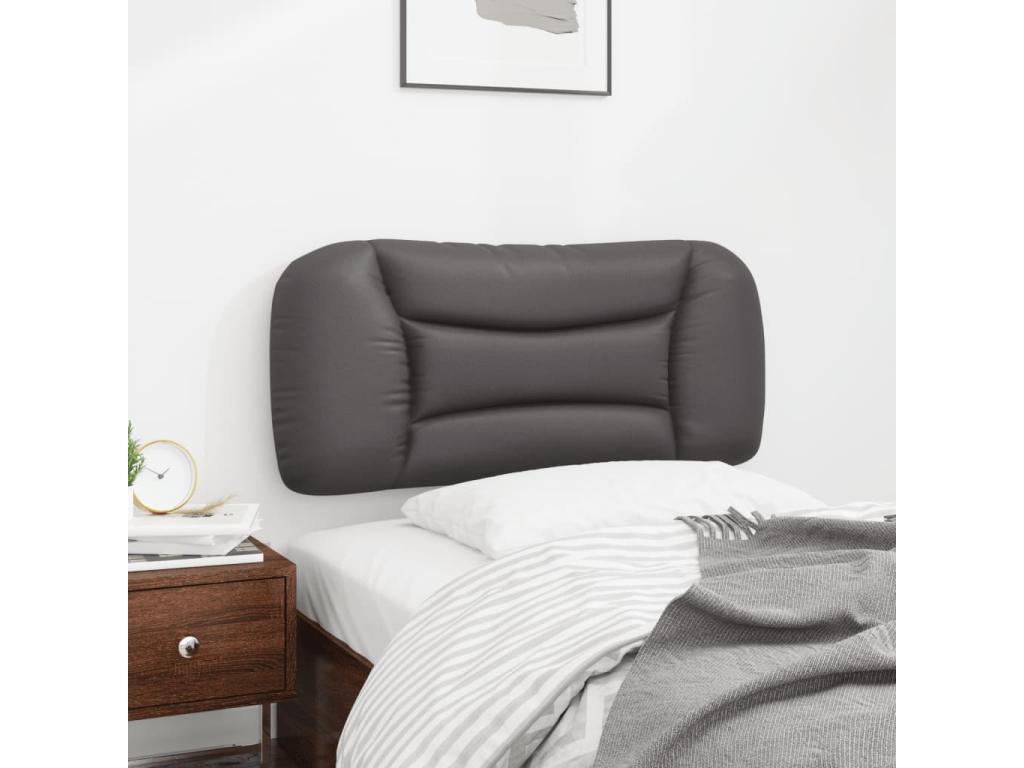 Grey faux leather headboard cushion, 90 cm