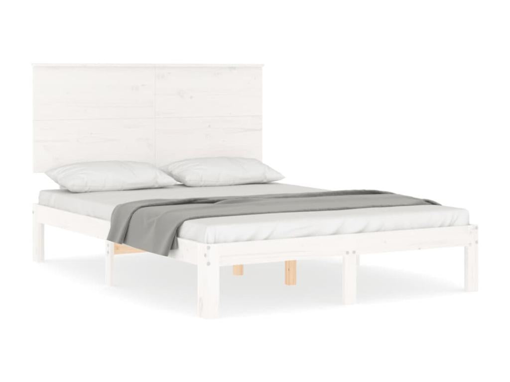 Bed frame with white headboard, 140x190 cm, solid wood