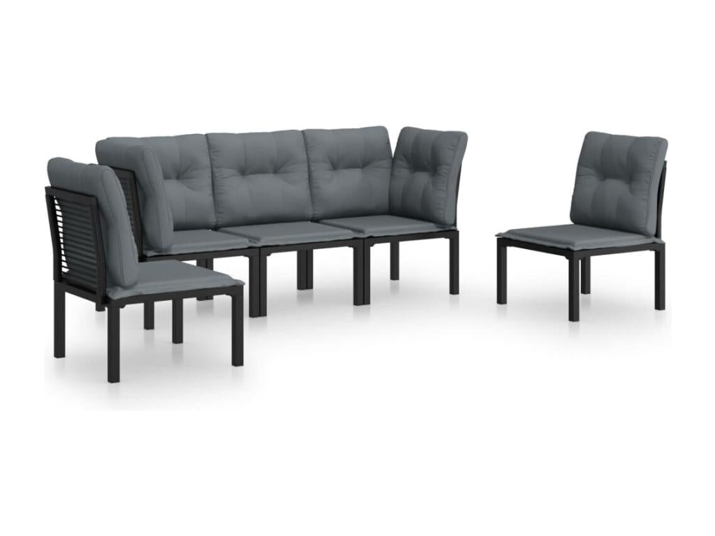 5-piece black and grey resin wicker garden furniture set