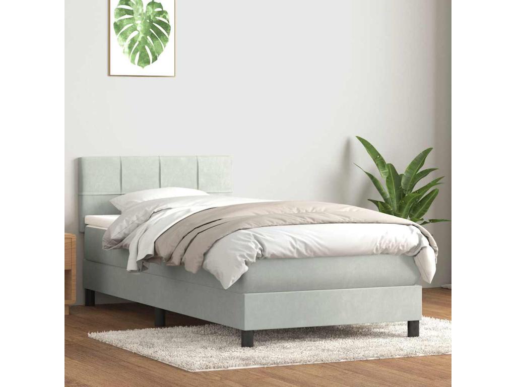 Meublita bed base and light grey 80x210 cm velvet mattress