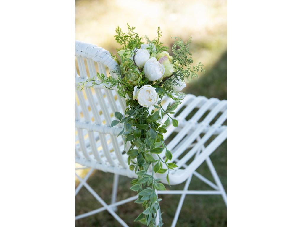 Vertchez white metal and plastic garden chair, 56.5cm long