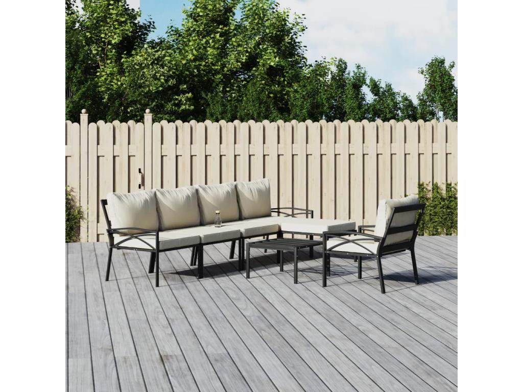 7-piece garden furniture set with sand-colored steel cushions