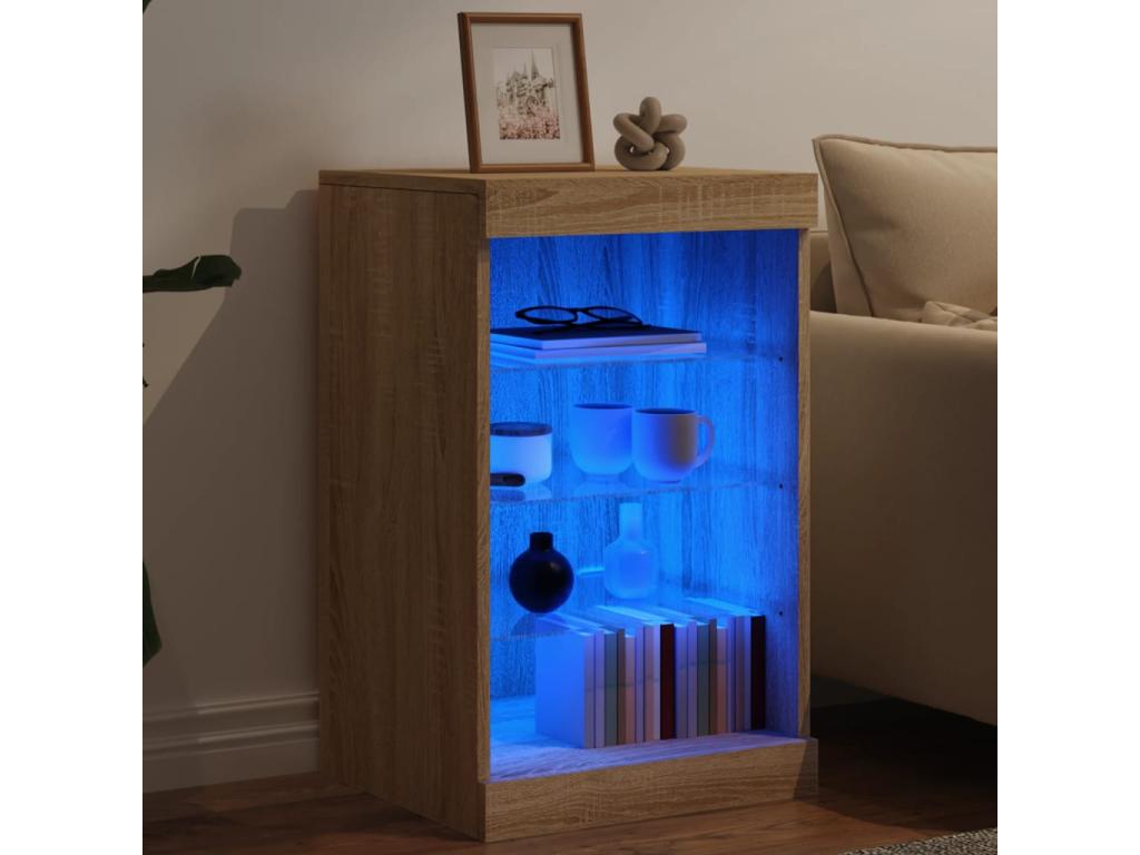 Meublita oak sideboard with LED lights, 41x37x67 cm