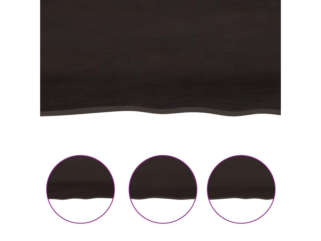 Dark brown wall shelf 100x20x4cm solid treated oak wood