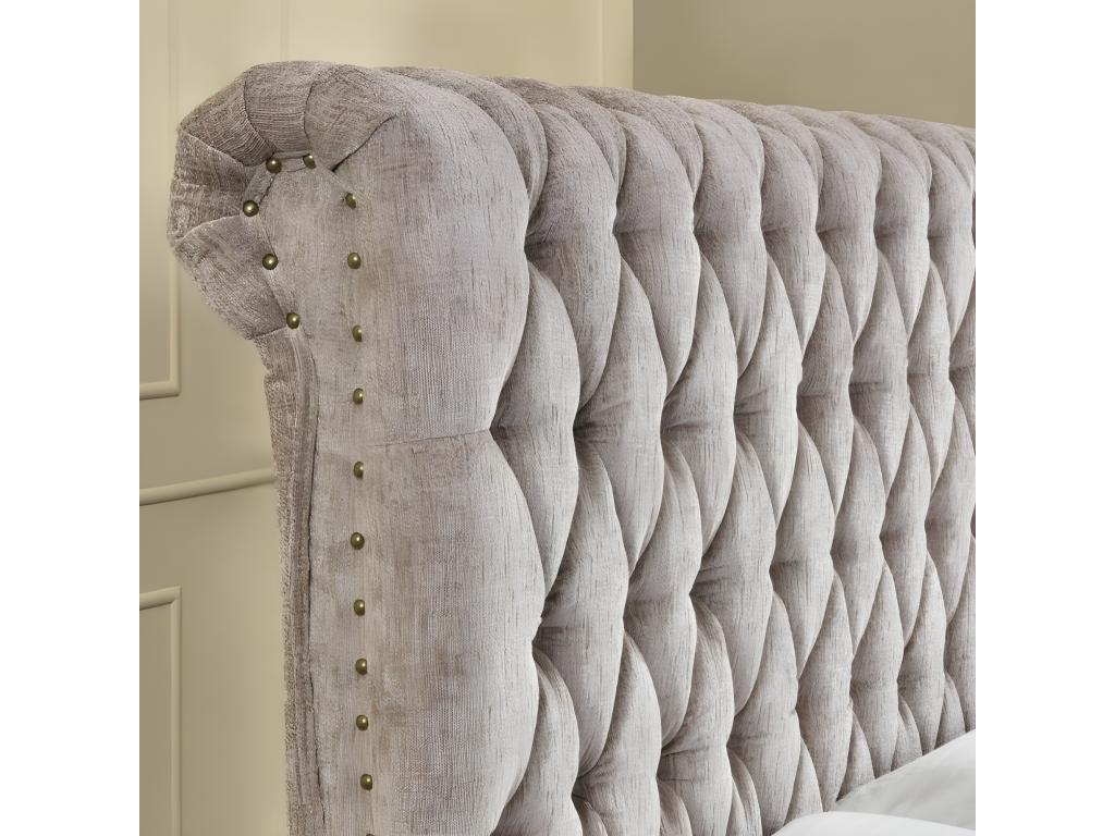 Meublita Luxury Velvet Bed - Beige Fabric - 160x200 cm