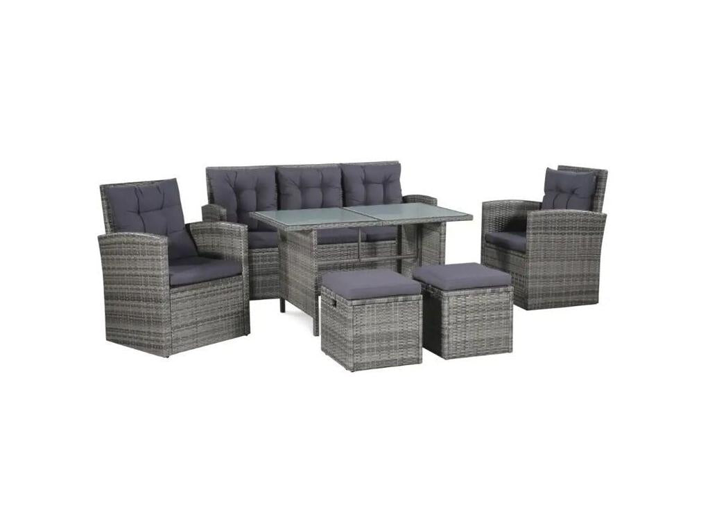 6-piece grey wicker resin garden furniture set from Vertchez