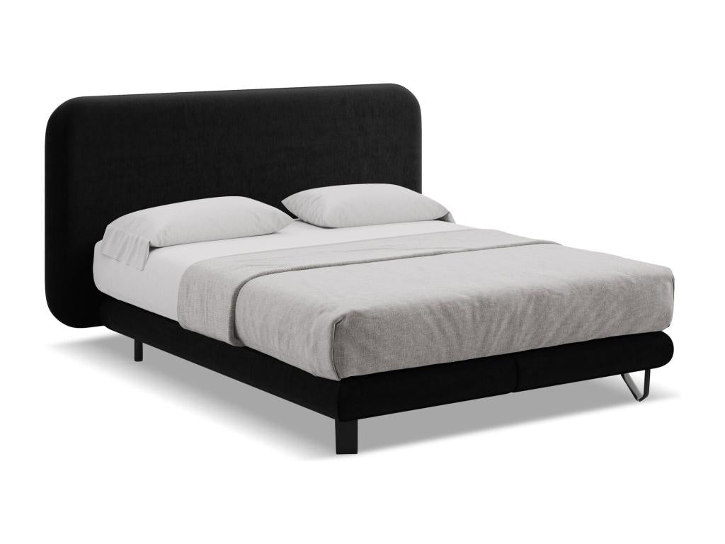 Upholstered bed with velvet mattress 140x200 - black - Vertchez