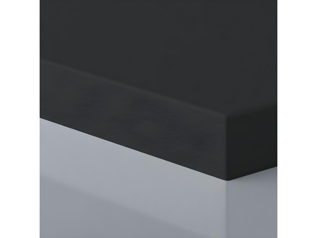 Extra-flat 70x90 cm PURE shower tray in black slate-effect resin with black drain cover