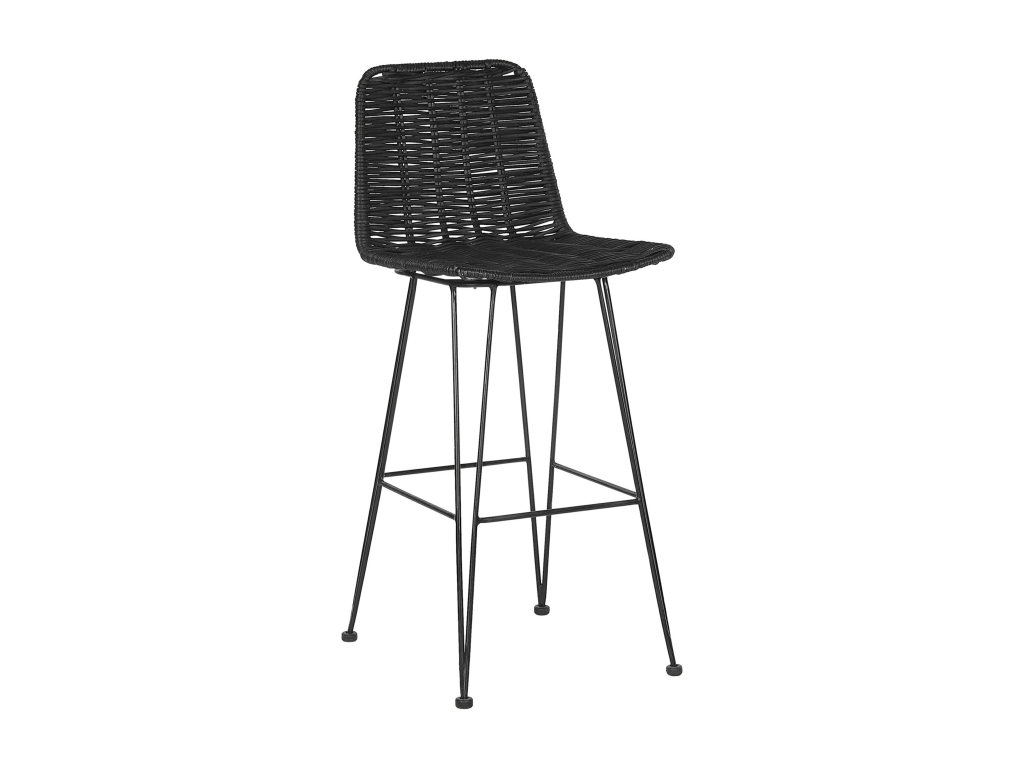 Set of 2 CASSITA Black Rattan Bar Stools