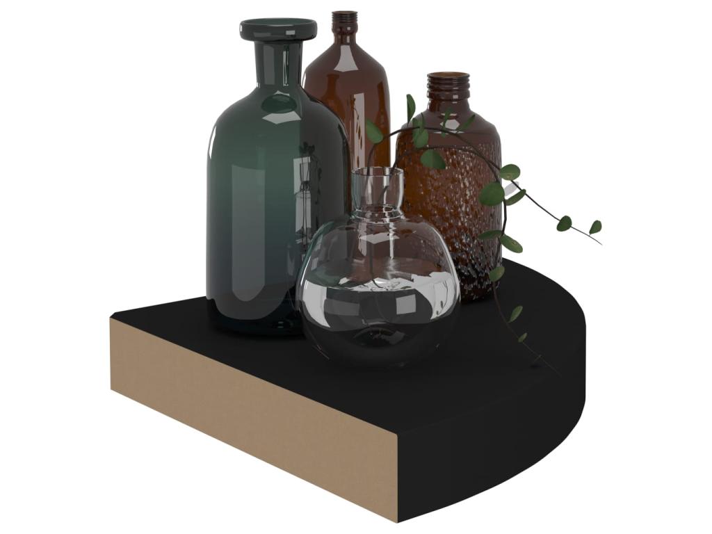 Floating Corner Shelves 2 pcs Black 25x25x3.8 MDF