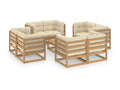 9-piece garden furniture set with cushions, solid pine wood