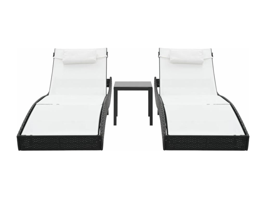 Set of 2 black resin sun loungers 213x70x40 cm 02 0012146