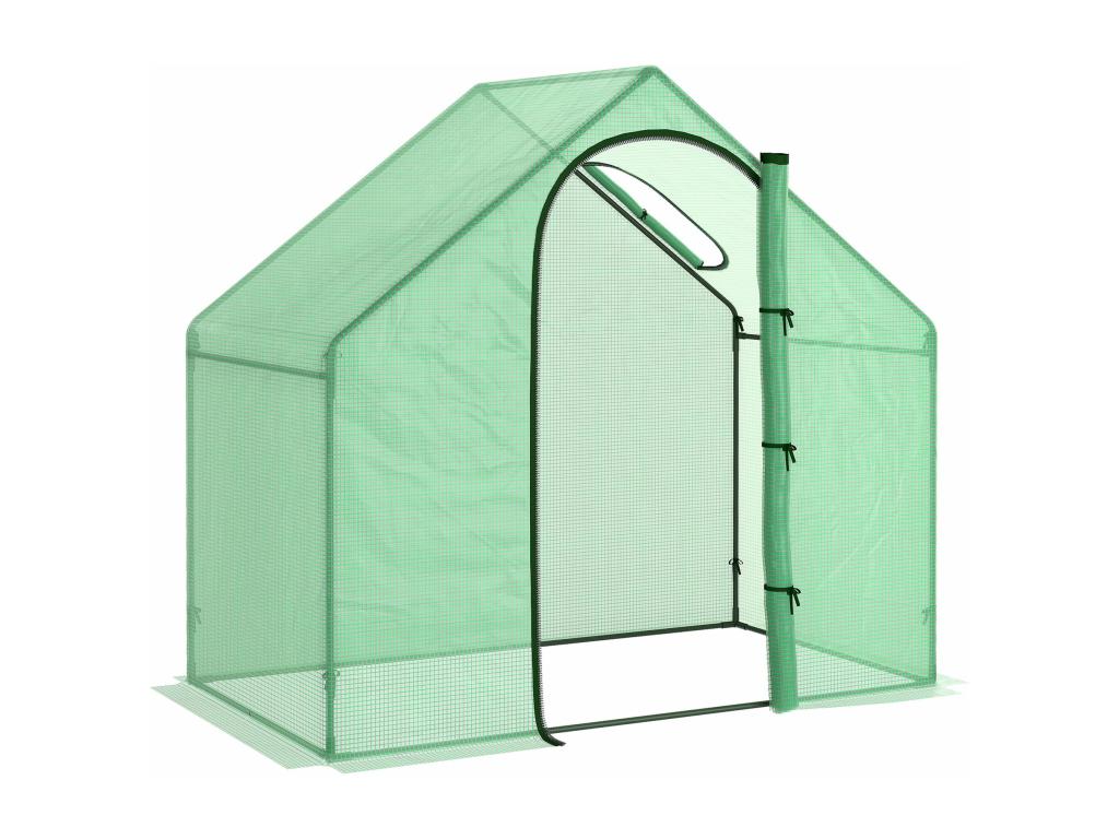 Garden greenhouse for balcony or terrace, greenhouse for tomatoes, 1.8L x 1W x 1.68H m, steel, waterproof, transparent PE, green