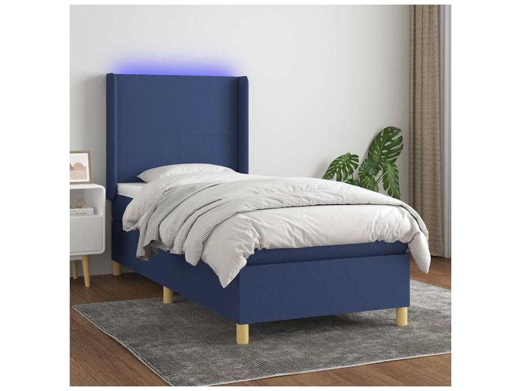 Bed base in Vertchez with mattress and LED blue 100x200 fabric