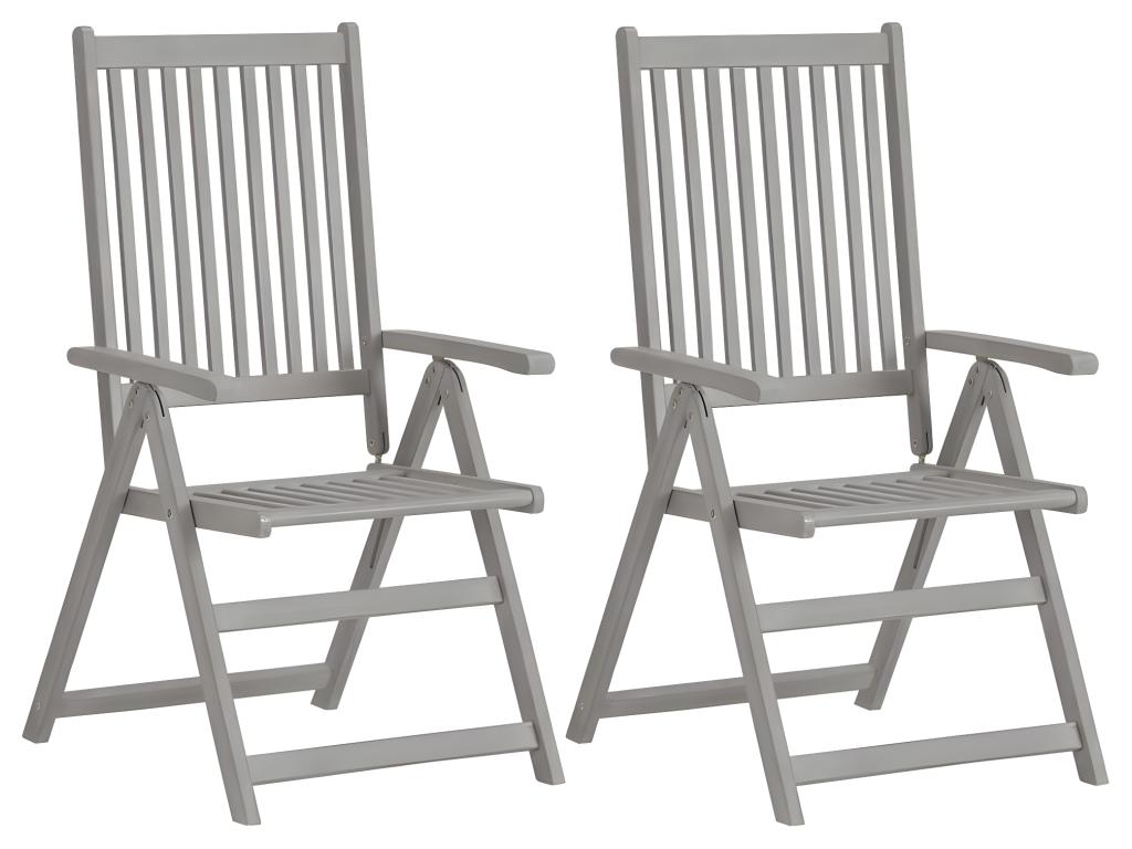 Set of 2 reclining garden chairs and cushions, Bois Vertchez