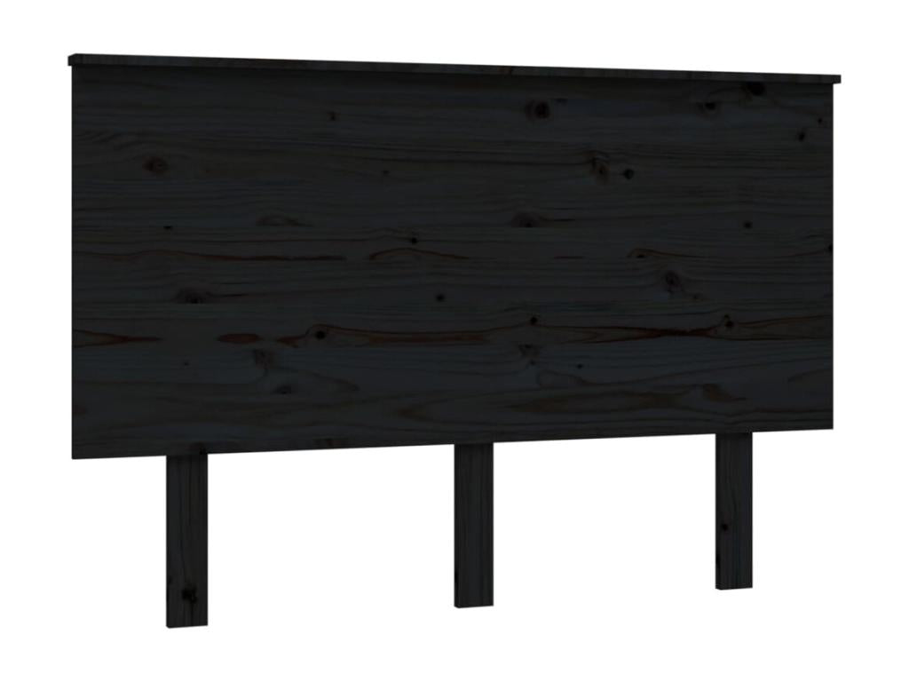 Black Headboard 124x6x82.5 cm Solid Pine Wood
