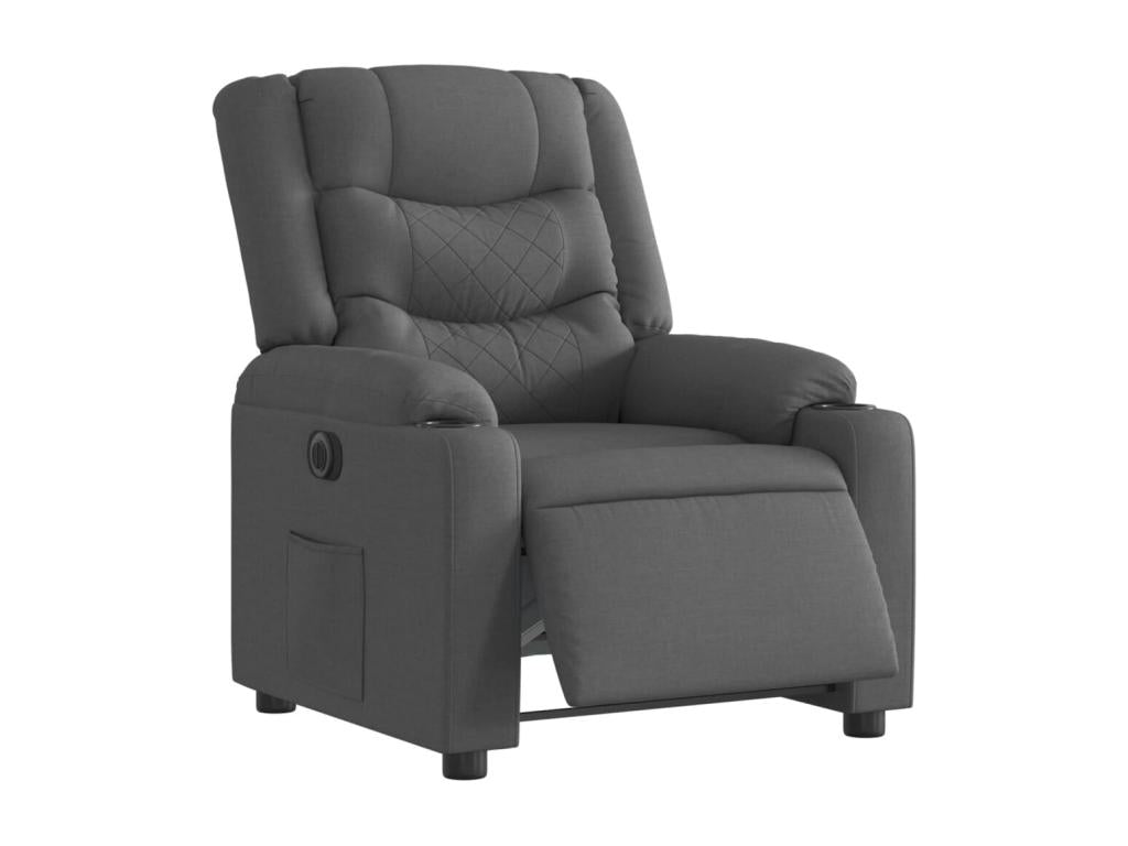 Dark Grey Electric Recliner Chair in Fabric