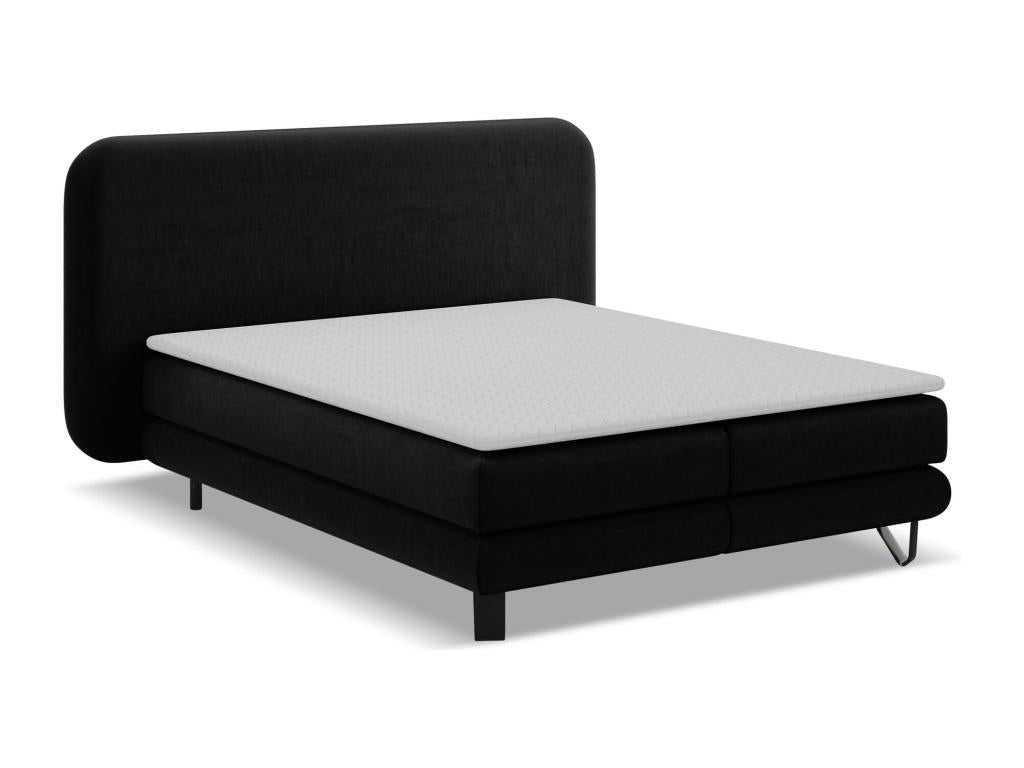 Upholstered bed with velvet mattress 140x200 - black - Vertchez