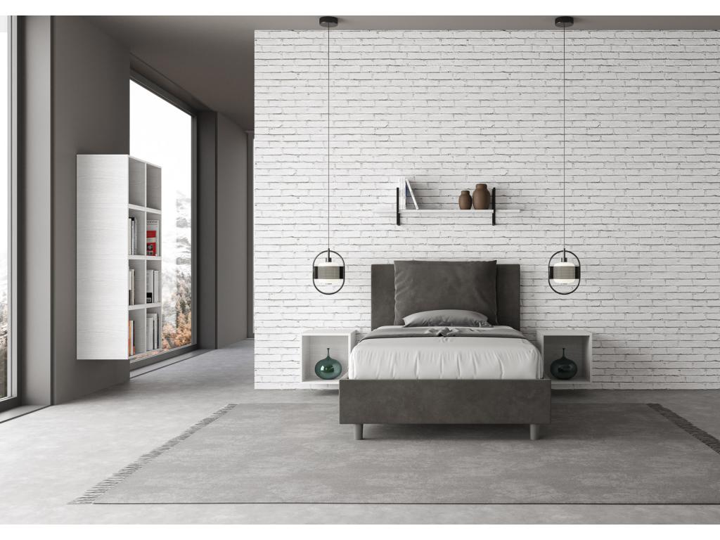 Single bed with 120x190cm grey microfiber upholstered base from Vertchez