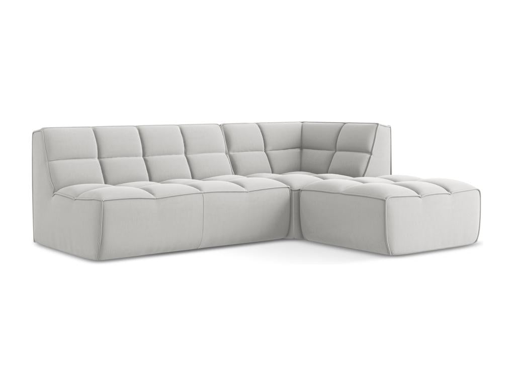 Modular 4-seater right-hand corner sofa in velvet - silver - Vertchez