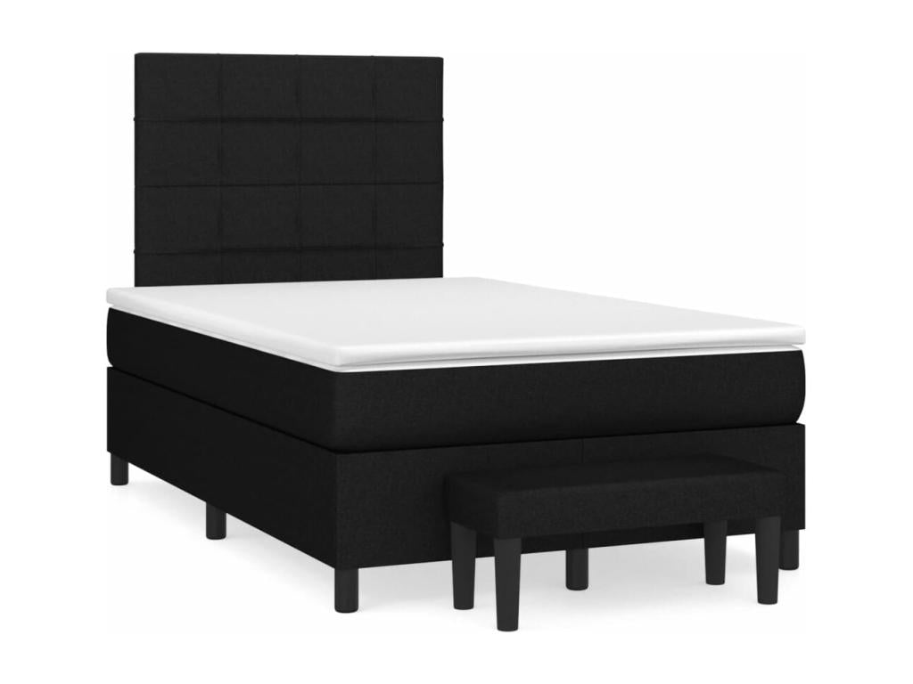 Upholstered bed base with mattress, black, 120x200 cm, fabric