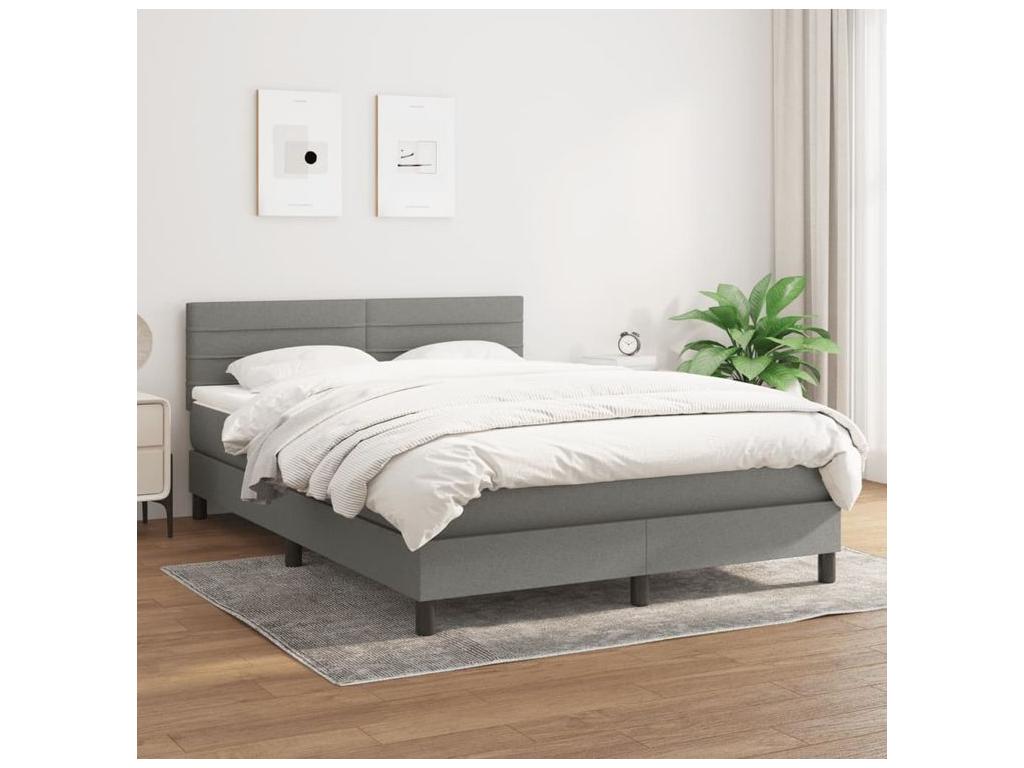 Meublita bed base with mattress, dark grey, 140x200 cm, fabric