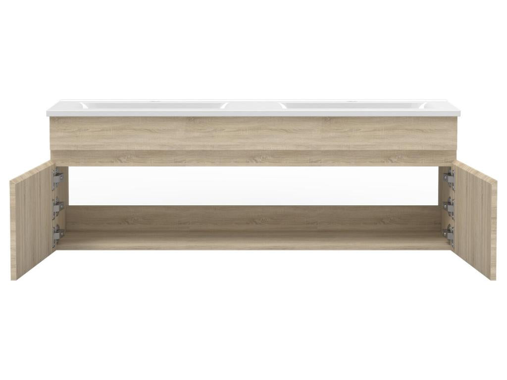 Bathroom Set 120cm Green Oak Vanity Unit with Illuminated Green Mirror