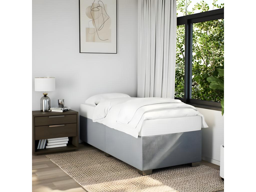 Light Grey Bed Frame 100x200 cm Fabric