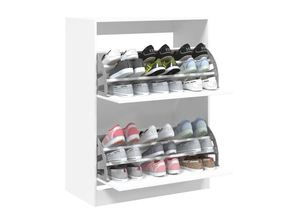 Shoe cabinet with 2 drop-down drawers, white, 80x42x108