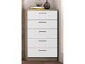 Chest of drawers, storage unit, oak finish, Vertchez white - Length 60 x Depth 40 x Height 102.7 cm