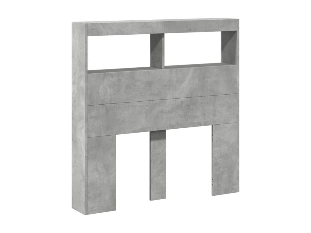 Headboard wardrobe with LED lighting, concrete grey, 100x17x102 cm