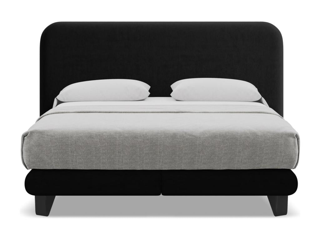 Upholstered bed with velvet mattress 140x200 - black - Vertchez
