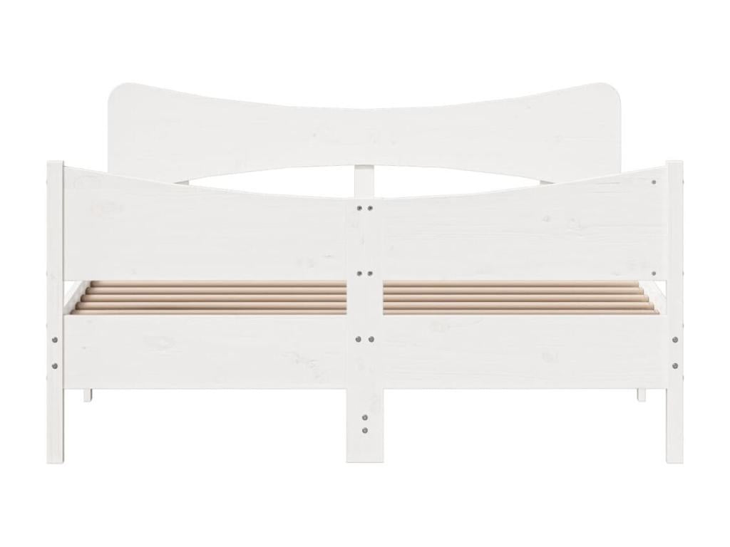 Bed frame with white headboard, 150x200 cm, solid pine wood