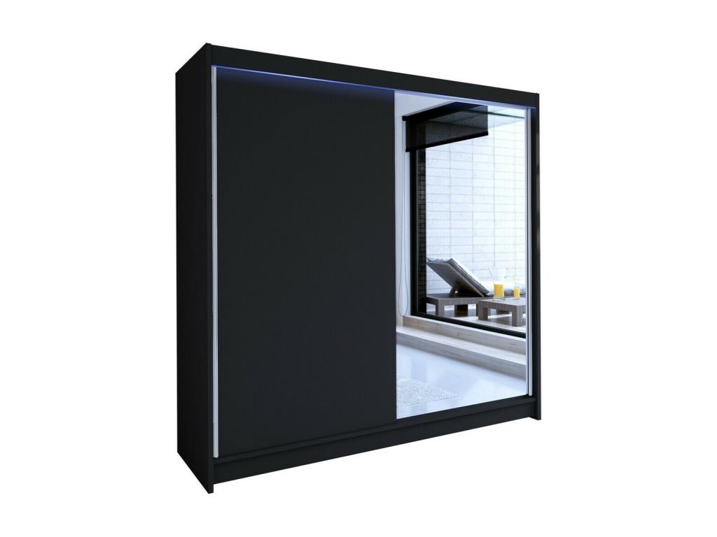 Vertchez 137 Black Wardrobe 215x180x58cm Sliding Wardrobe Doors