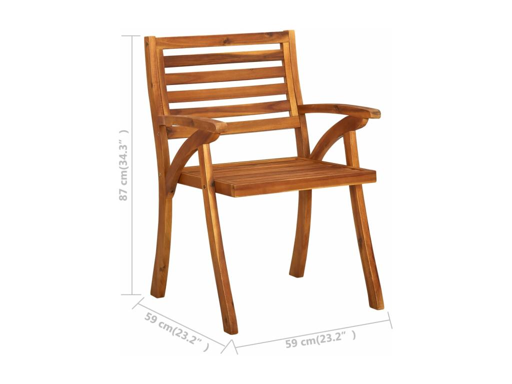 Meublita 3-Piece Solid Wood Garden Dining Chairs with Cushions