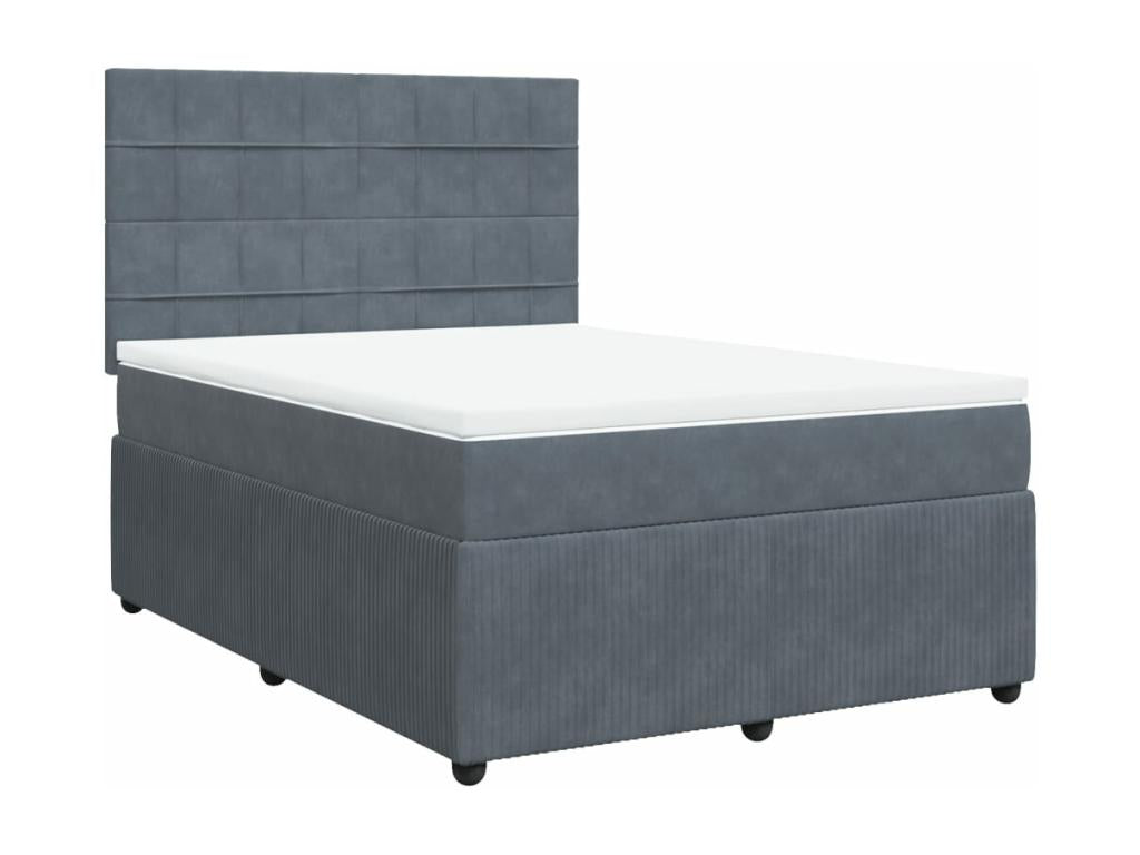 Bed base and mattress in Vertchez, Dark Grey 140x200cm Velvet